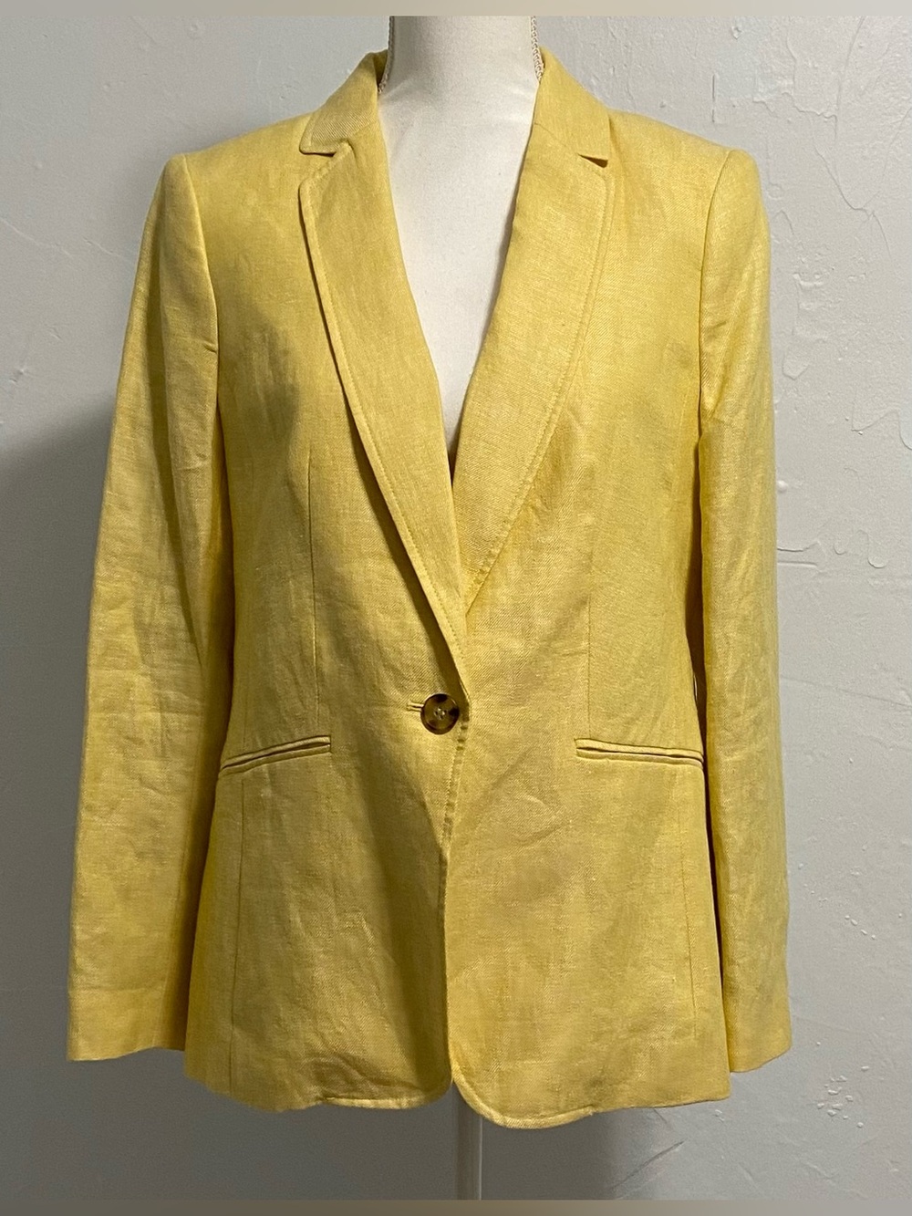 Talbots Yellow Linen Single-Button Blazer